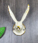 Pack Of 2 Antique White Pewter Cottage Bunny Rabbit Wall Coat Hat Leash Hooks