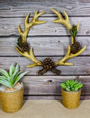 Antler Wreath Wall Decor with Pinecones Rustic Deer Antler Crown Cabin Lodge