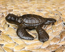 Pack Of 2 Rustic Cast Iron Swimming Sea Turtle Tortoise Hatchling 4"L Figurines
