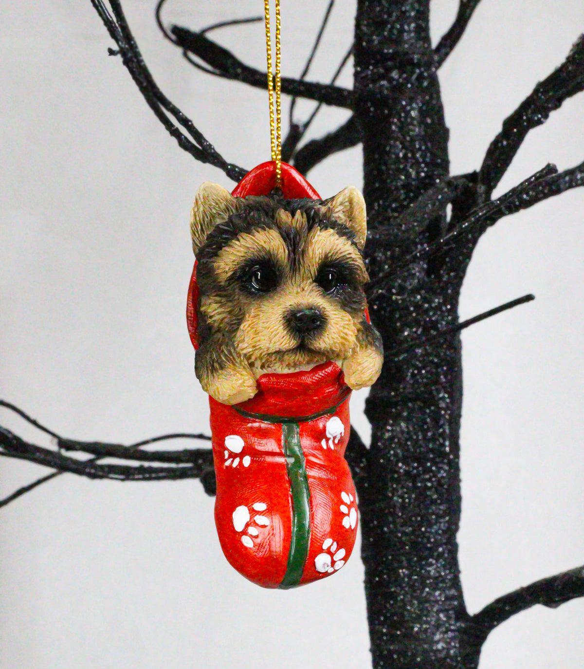 Yorkshire Terrier Yorkie Puppy In Sock Holiday Fest Christmas Ornament Figurine