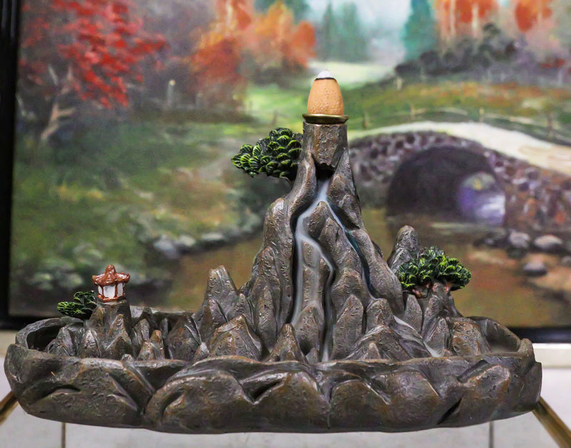 Feng Shui Zen Mountain Range Buddhist Pagoda Temple Backflow Cone Incense Holder