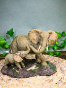 Safari Savanna Marching Troop Elephant Father and Calf in Jungle Figurine 8.75"L