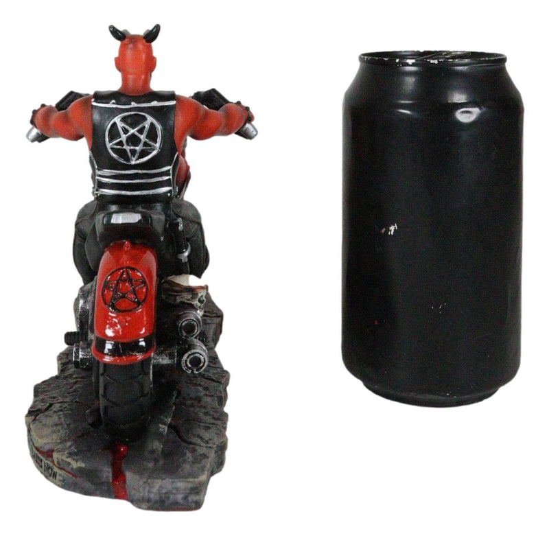 Red Inferno Devil Demon Motorcycle Chopper Biker With Pentagram Jacket Figurine