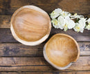 Pack Of 4 Hand Carved Rustic Live Edge Teak Wood Serveware Small Bowls 8"D