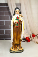 Carmelite Order Saint Theresa of Lisieux With Roses and Crucifix Figurine 11" H