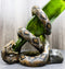 Rustic Western Coiled Diamondback Rattlesnake Snake Wine Bottle Holder Figurine