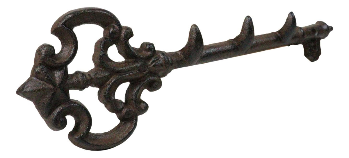 Rustic Cast Iron Dragon Claws Dungeon Key Triple Peg Wall Hook Sculpture 12"
