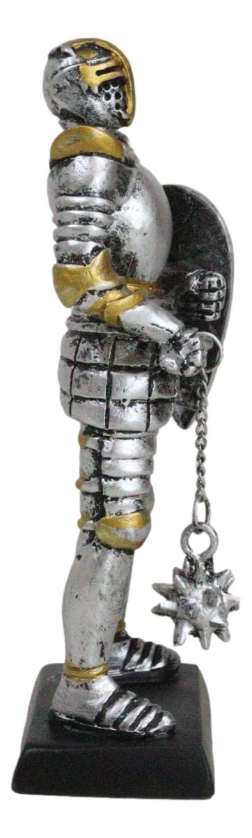 Medieval Valiant Knight Suit Of Armor Morning Star Club And Shield Mini Figurine