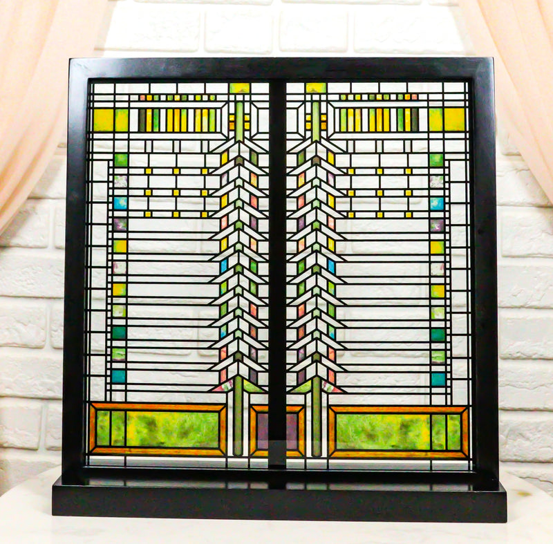 Frank Lloyd Wright Martin House Casement Window Stained Glass Panel Desk Plaque