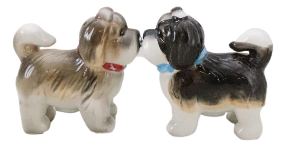 Animated Puppy Dog Shih Tzu Kitchen Salt And Pepper Shakers Ceramic Figurine Set - Ebros Gift