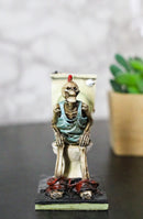 Still Constipated Funny Red Punk Mohawk Skeleton on Bathroom Toilet Figurine