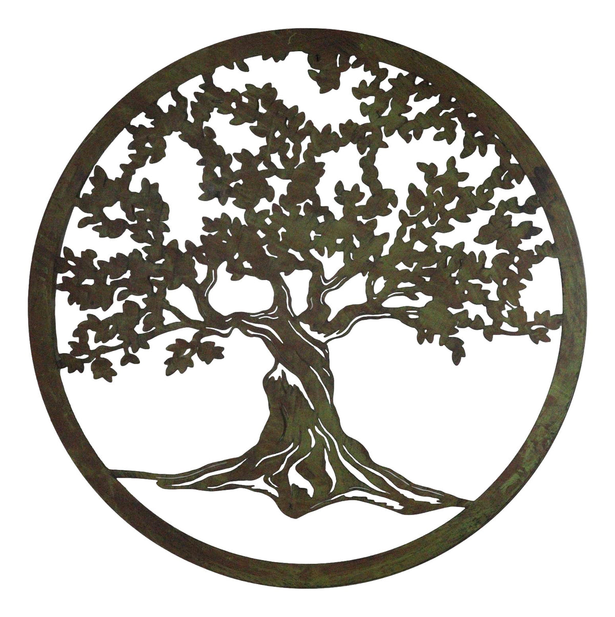 Green 24"D Oversized Celtic Tree of Life Medallion Metal Wall Circle Plaque