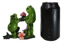 The Proposal Green Toad Frog Kneeling Before Mate with Bouquet of Roses Figurine