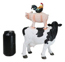 Western Country Rustic Farmhouse Holstein Cow Piglet And Hen Chicken Figurine