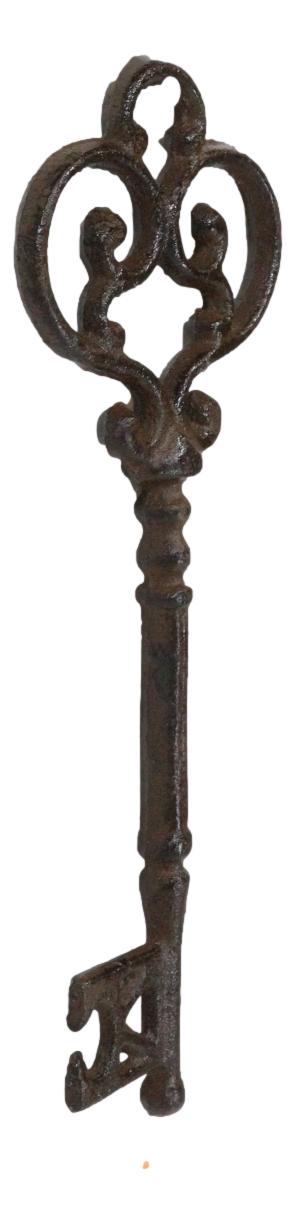Set of 6 Rustic Vintage Cast Iron Antique Heart Scroll Victorian Keys Wall Decor