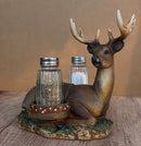 Rustic 8 Point Antlers Buck Deer Stag With Saddlebags Salt Pepper Shakers Holder