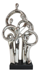 Silver Plated Ceramic Abstract Modern Gallery Art Family Of 4 Unit Figurine