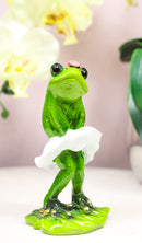 Sexy Lady Marilyn Green Frog with Pink Ribbon and White Cocktail Dress Figurine