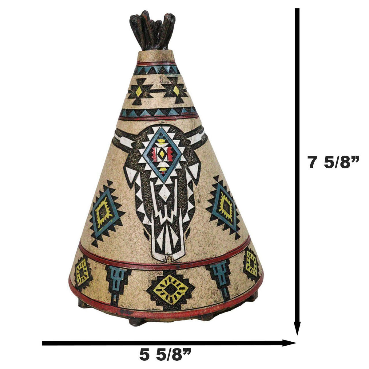 Rustic Southwestern Indian Teepee Hut With Aztec Cow Skull Money Coin Piggy Bank