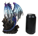 Metallic Blue Dragon with Purple Spikes Perching On Oversized Skull Figurine