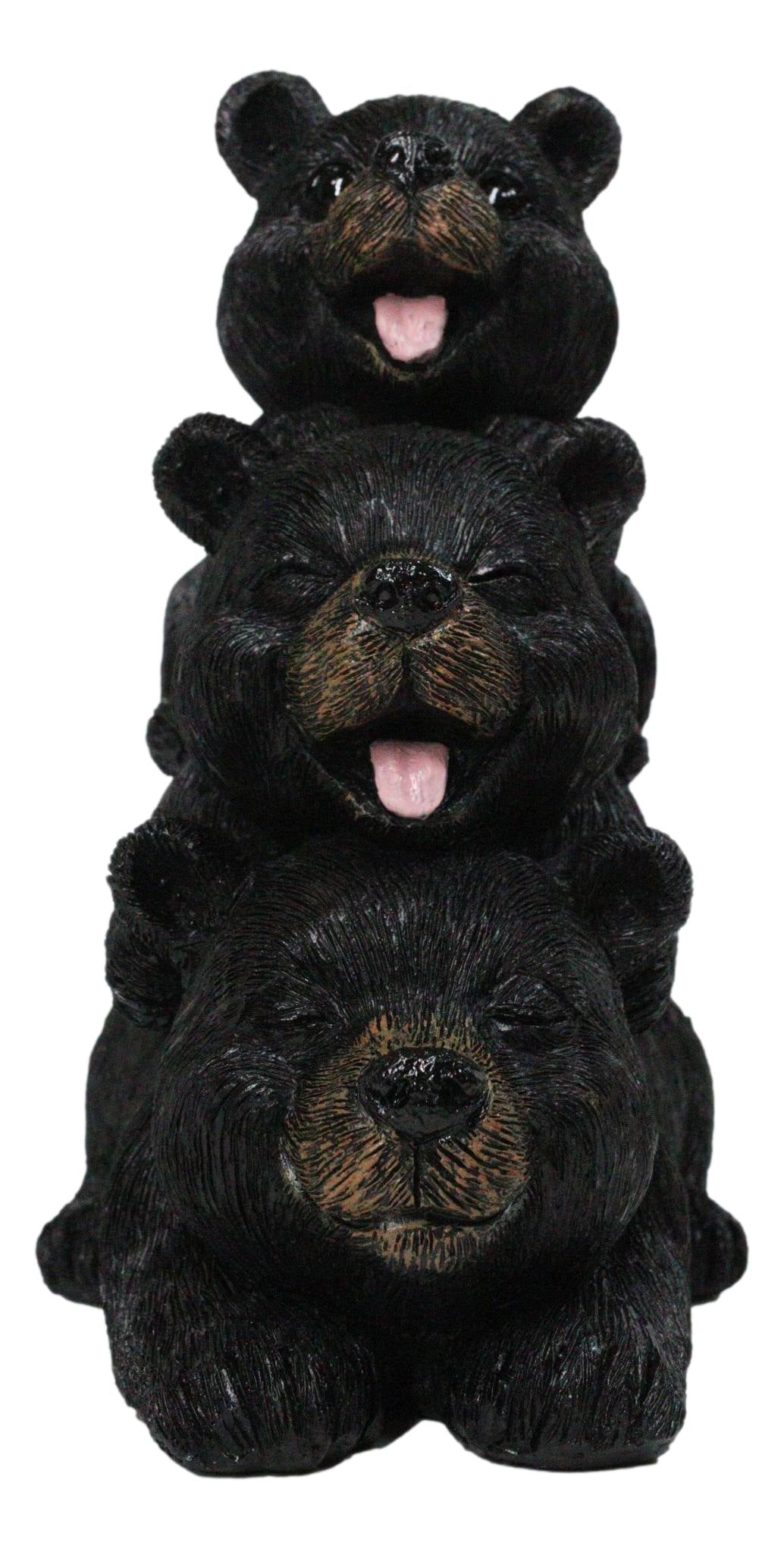 Cabin Companion Playful Black Bear Totem Figurine 3 Stacked Bears Wildlife