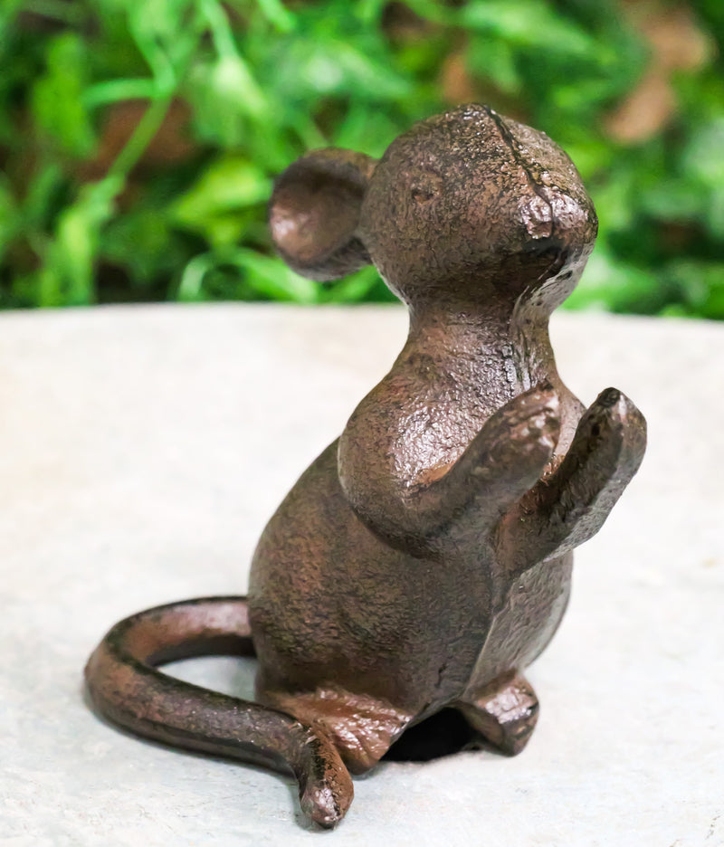 Pack Of 2 Cast Iron Whimsical Standing Mouse Decorative Pen Holder Sculptures