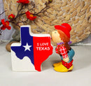 Western Cowgirl Kissing I Love Texas Sign Ceramic Salt And Pepper Shakers Set