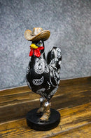 Black Western Country Cowboy Chicken Rooster Wearing Hat And Boots Figurine 8"H