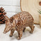 Western Rustic Texas Wild Mammal Armadillo In Tooled Faux Wood Finish Figurine
