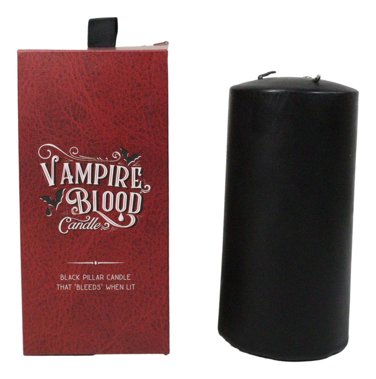 Ritual Spell Vampire Blood Black Unscented Pillar Candle that Bleeds Red 6"H