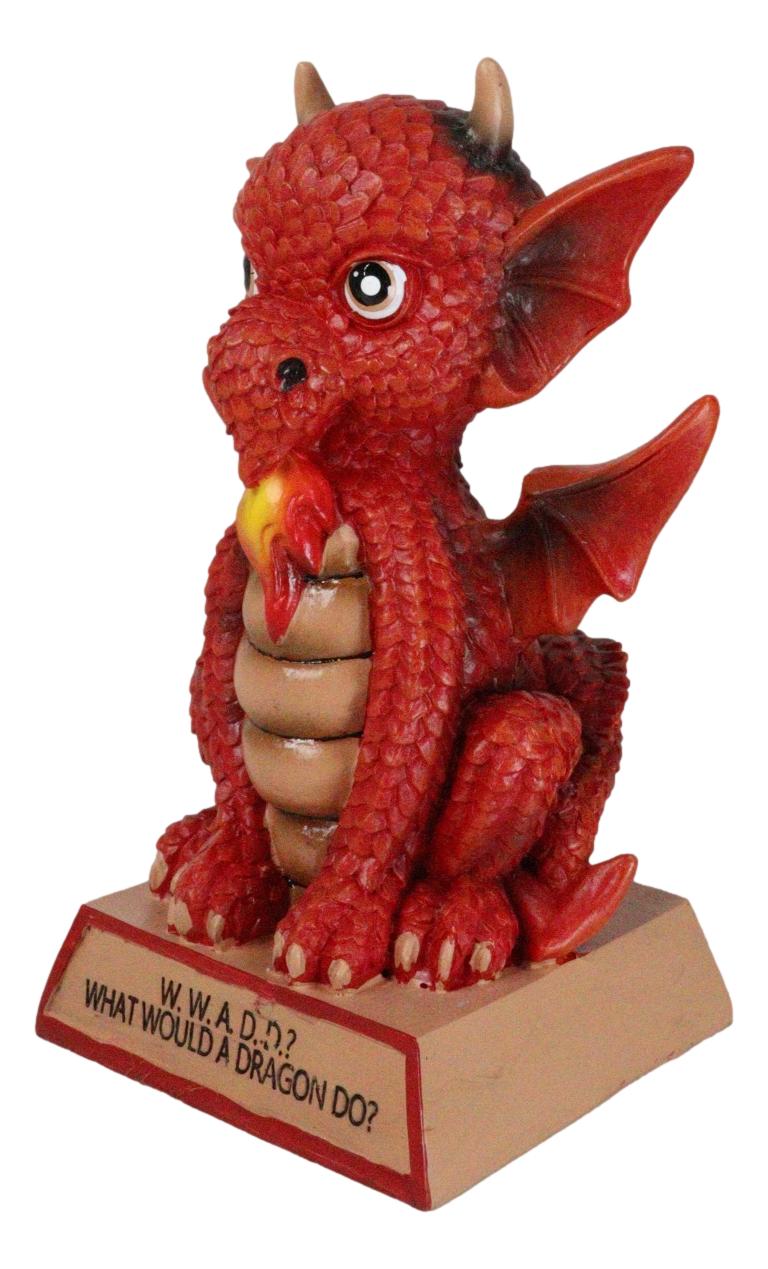 Fantasy Red Fire Koan Cartoon Chibi Dragon Figurine What Would A Dragon Do?