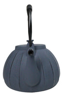 Dark Gray Wide Base Vertical Lines Design Medium Cast Iron Teapot 33oz Tea Pot