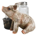 Rustic Barn Porky Pig With Farm Bucket Salt Pepper Shakers Holder Figurine