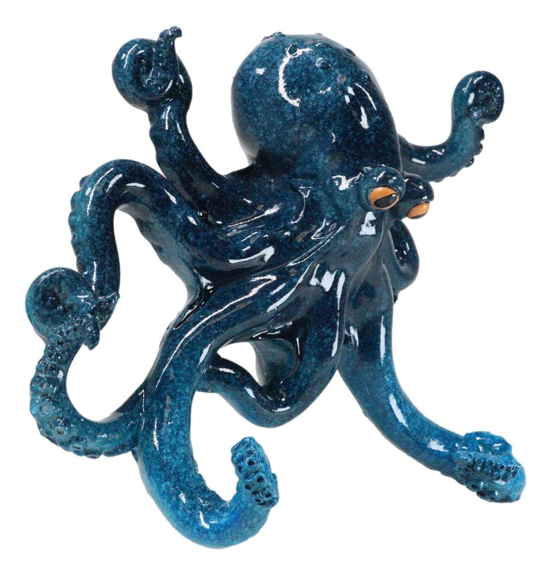 Nautical Marine Blue Giant Octopus Multi Point Tentacles Wall Hooks Sculpture