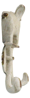 Pack Of 2 Rustic Cast Iron Antiqued White Flying Angel Pig 2-Pegs Wall Hooks