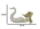 Nautical Marine Vintaged Pearly Mermaid Lying On Belly Daydreaming Figurine 13"L
