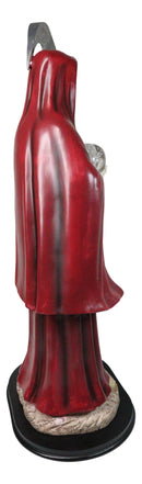 Large 2 Feet Tall Holy Death Santa Muerte Holding Scythe In Red Robe Statue
