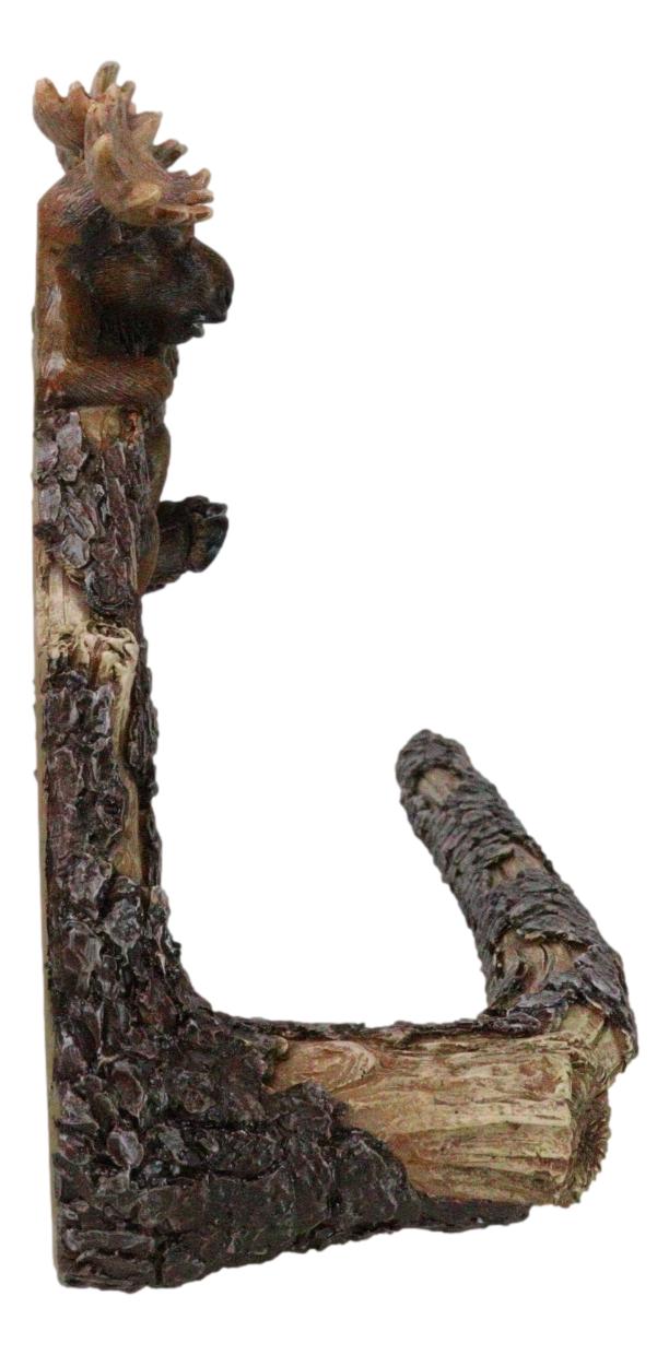 Rustic Western Elk Moose Hanging On Tree Branch Wall Hand Towel Holder Bar