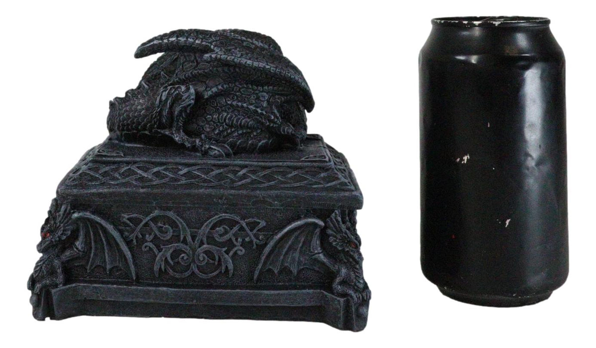 Medieval Dragon On Celtic Knotwork Hero's Cathedric Tomb Trinket Jewelry Box