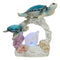 Sea Turtle Mother And Hatchling Family By Coral Reef With 3D LED Light Figurine