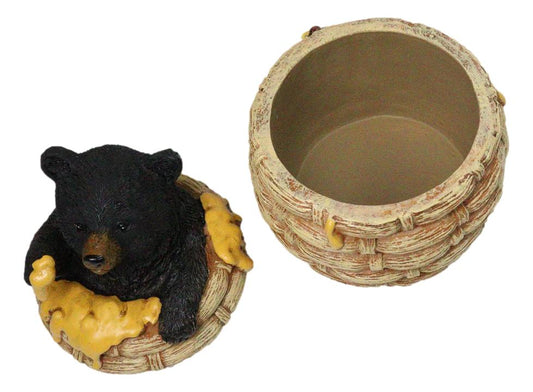 Western Forest Black Honey Pot Bear Life is Sweet Decorative Trinket Jewelry Box
