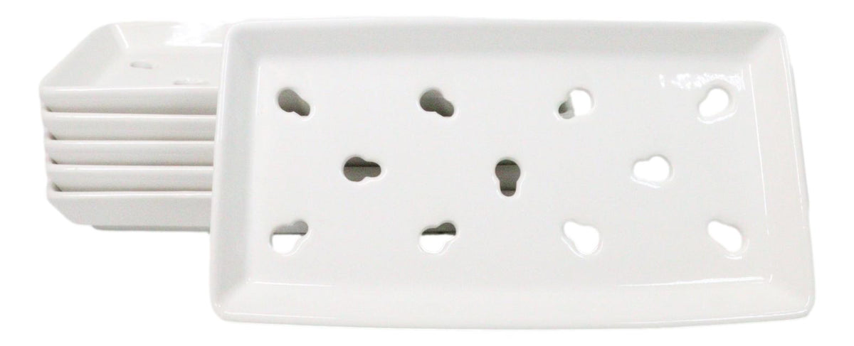 Pack Of 6 Ceramic White Neta Zara Sushi Case Plates With Drip Holes 8" By 4"
