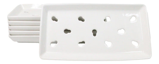 Pack Of 6 Ceramic White Neta Zara Sushi Case Plates With Drip Holes 8" By 4"