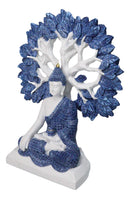 Meditating Buddha with Tree of Life Blue & White Gautama Buddha Figurine 9.5"H