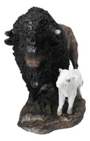 Native American Bison Buffalo Father with White Calf Decorative Figurine 8.5"L