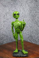 UFO Space Green ET Roswell Alien Flipping The Bird Middle Finger Figurine 7.5"H