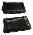 Pack Of 6 Black Kokuyo Minimalist Ceramic Rectangular Wavy Sushi Plates 8.75"L