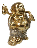 Golden Maitreya Laughing Buddha Bodhisattva Figurine Prosperity Wealth Happiness