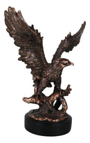 Majestic Bald Eagle With Open Wings Perching On Tree Branch Statue With Base