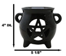 Wicca Witchcraft Pentagram Black Cauldron Essential Oil Warmer Candle Holder